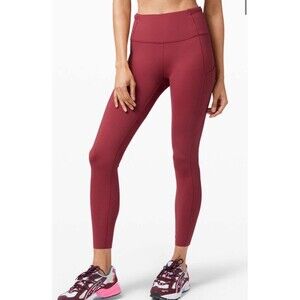Lululemon Fast/Free 25" High Rise Chianti Red Running Leggings Size 10